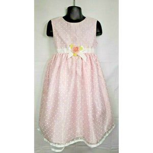 BROOKE LINDSAY Girls Pink/White Polka Dot Dress Size 6